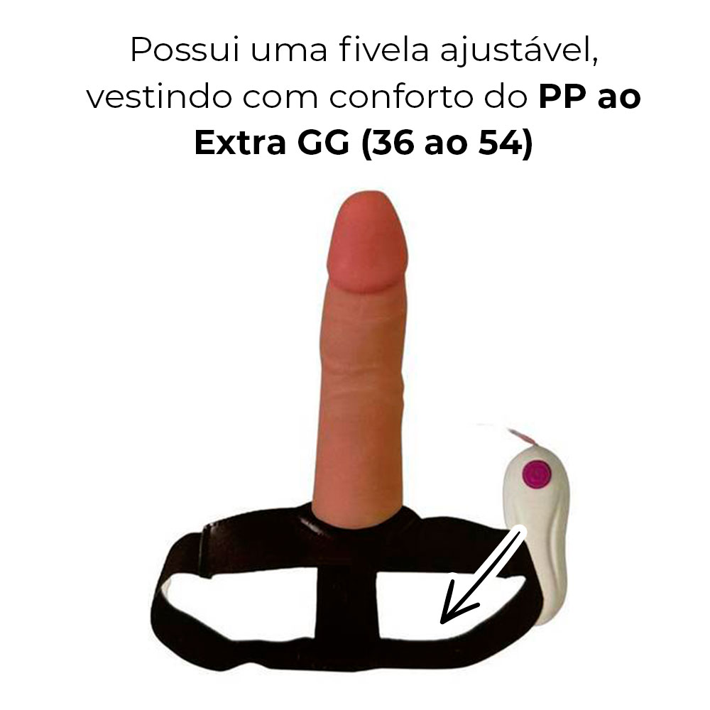 Capa Peniana OCA com cinta 16,5cm x 4,5cm Bege com Vibro para Aumentar ou Engrossar o Pênis - Imagem 10