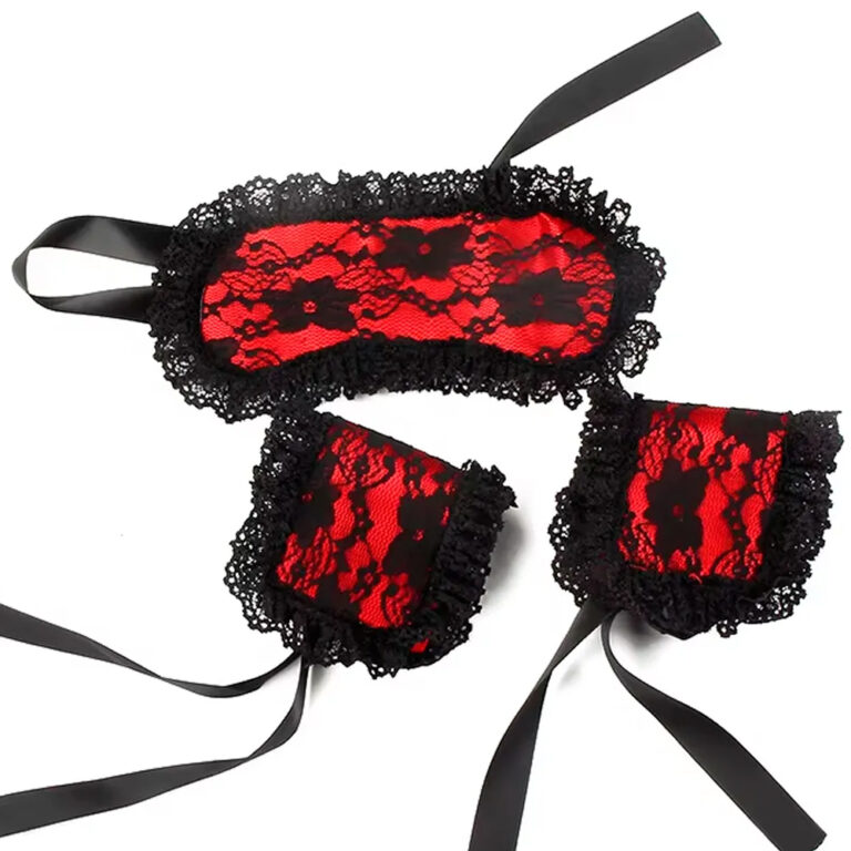 Kit Sado em Renda com 3 itens Preto e Vermelho - Imagem 3