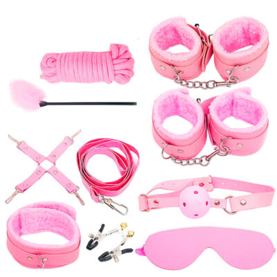 Kit Sado em Pelúcia e Fivelas com 9 itens Rosa