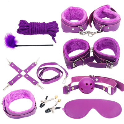 Kit Sado em Pelúcia e Fivelas com 9 itens Roxo