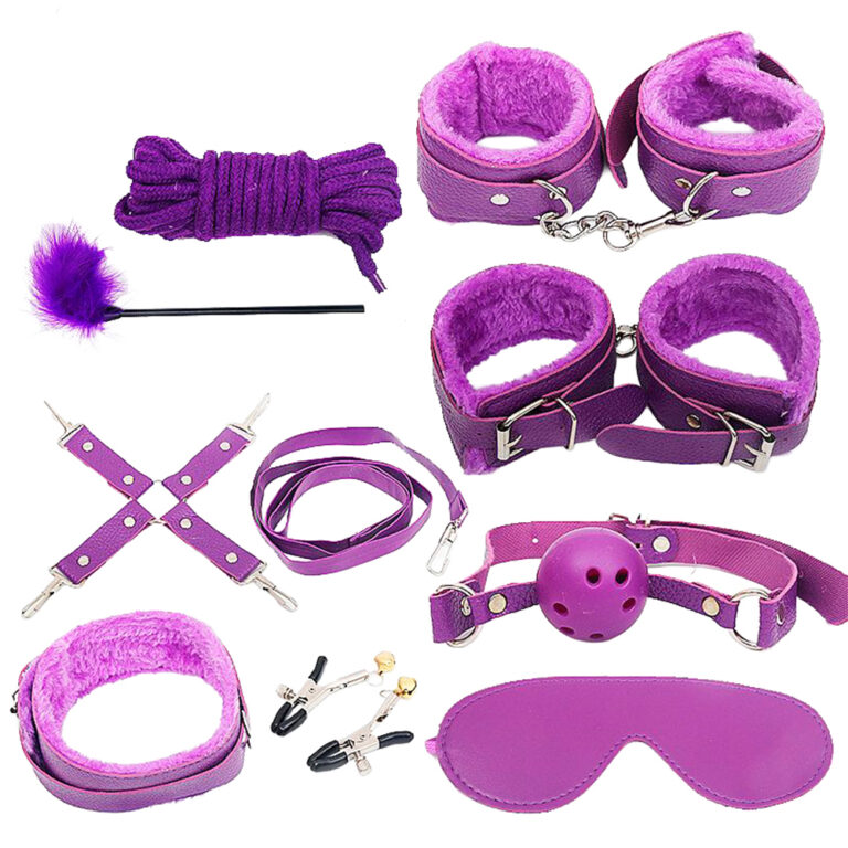 Kit Sado em Pelúcia e Fivelas com 9 itens Roxo