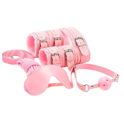 Kit Sado Pelúcia e Fivelas com 6 itens Rosa