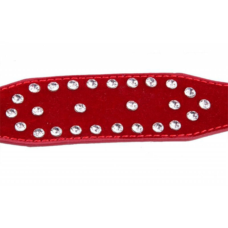 Algema Aveludada Vermelha com Corrente e Strass - Imagem 11