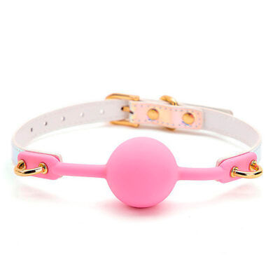 Mordaça Bola Rosa com Dourado