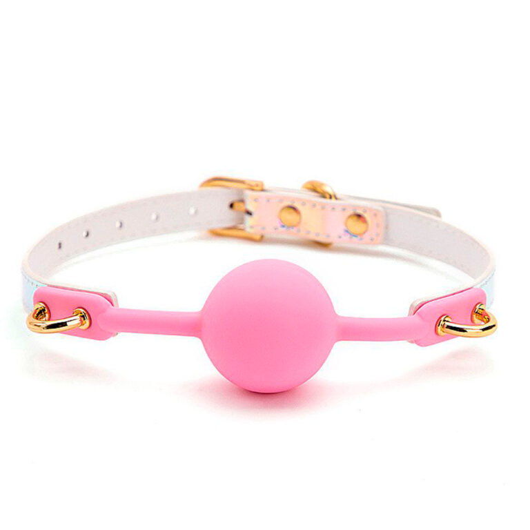 Mordaça Bola Rosa com Dourado
