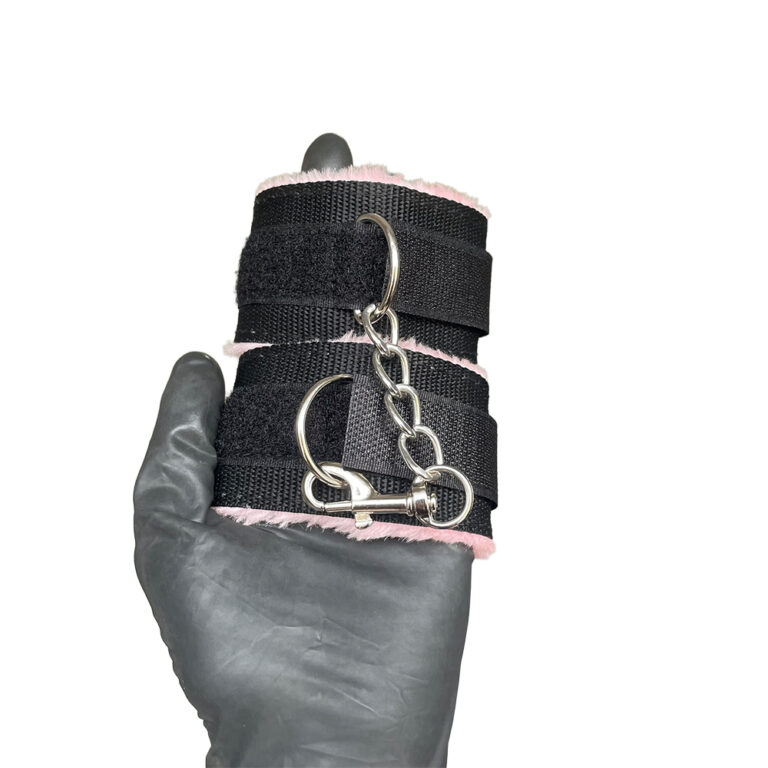 Kit Sado em Pelúcia e Velcro com 6 itens Preto e Rosa - Imagem 23