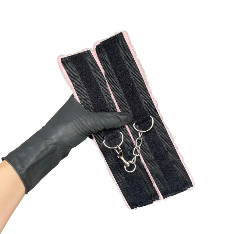 Kit Sado em Pelúcia e Velcro com 6 itens Preto e Rosa - Imagem 26