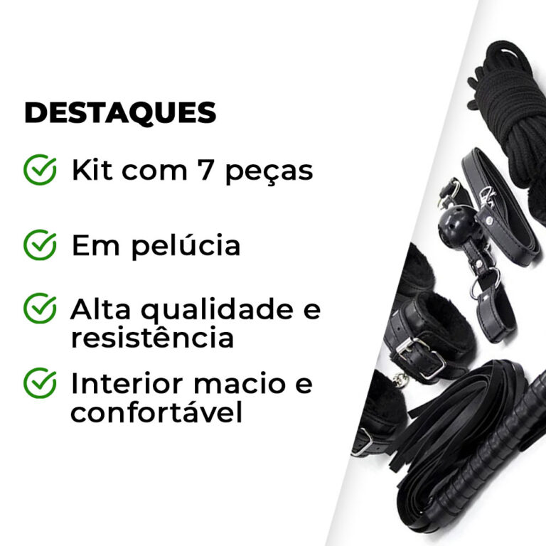 Kit Sado em Pelúcia com 7 itens Preto - Imagem 3