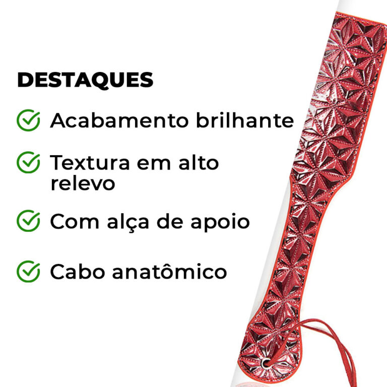 Chibata Palmatória Brilhante e em Alto Relevo Vermelha - Imagem 3