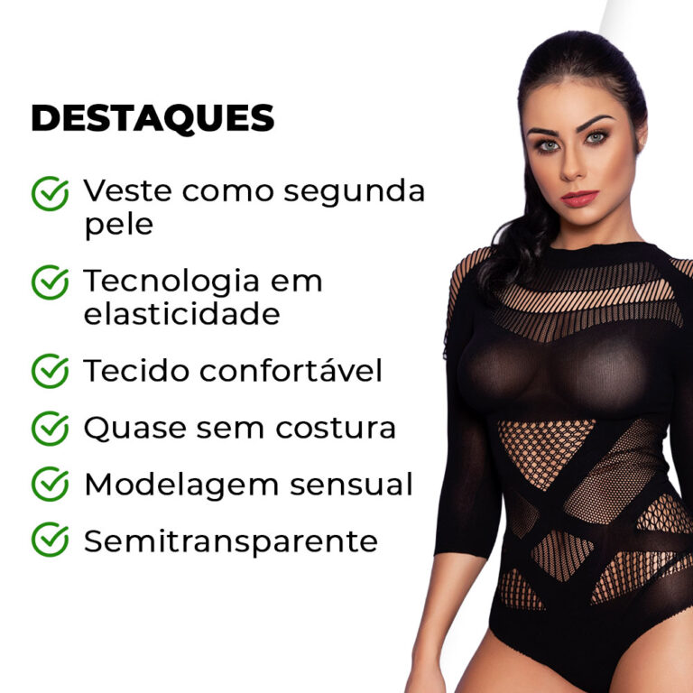 Body Sexy com Manga Longa - Imagem 3
