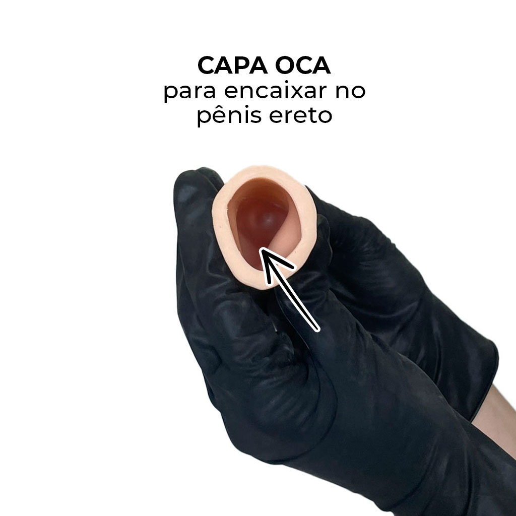 Capa Peniana 15cm x 4cm para Aumentar ou Engrossar o Pênis Bege - Imagem 4