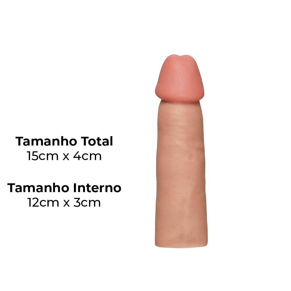 Capa Peniana 15cm x 4cm para Aumentar ou Engrossar o Pênis Bege - Imagem 3
