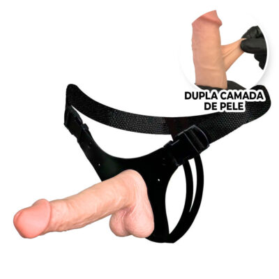 Cinta Peniana Dupla Camada (Pele que estica) Grande 19,5cm x 3,5cm Com vértebra Bege