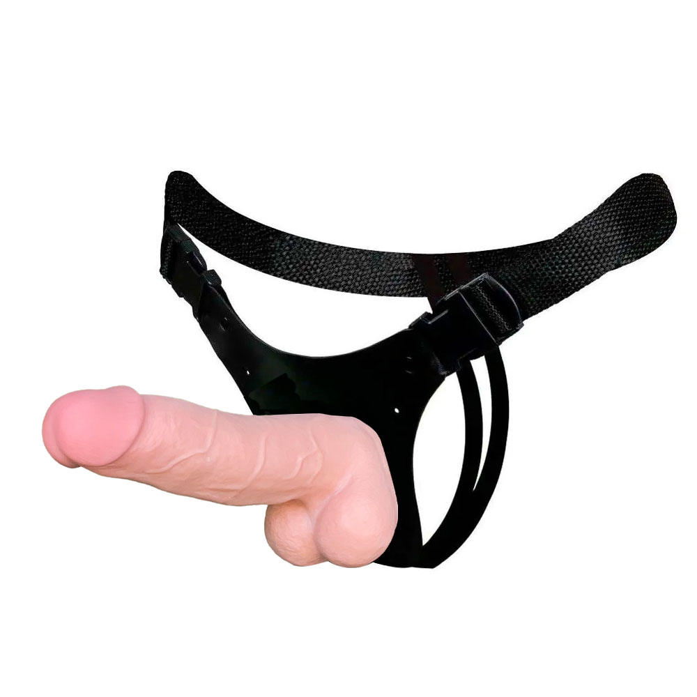 Cinta Peniana Dupla Camada (Pele que estica) Grande 19cm x 4cm Com vértebra Bege - Imagem 15