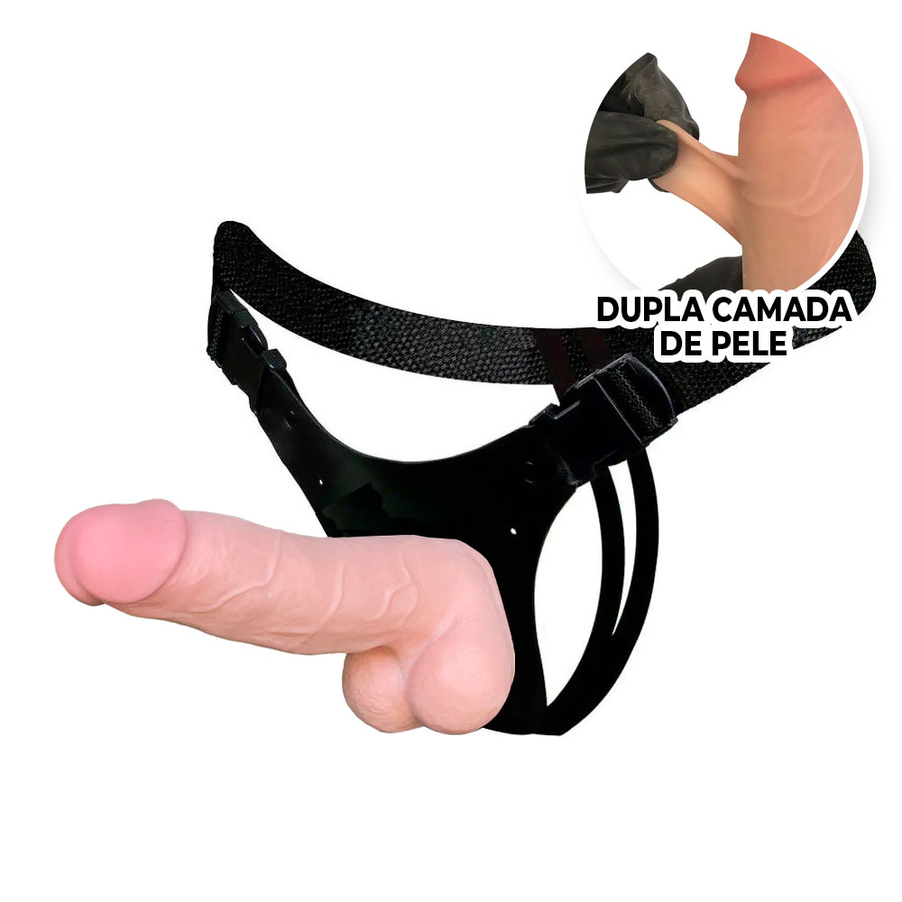 Cinta Peniana Dupla Camada (Pele que estica) Grande 19cm x 4cm Com vértebra Bege