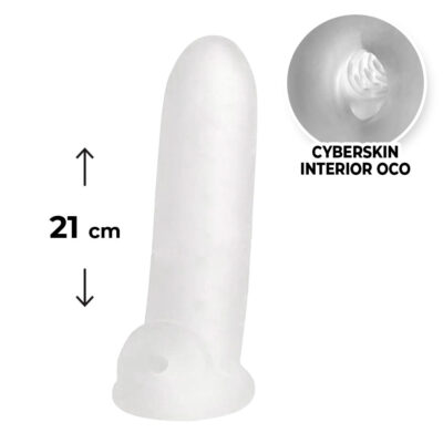 Capa Peniana 21cm x 5cm com Anel para o Escroto para Aumentar ou Engrossar o Pênis Transparente