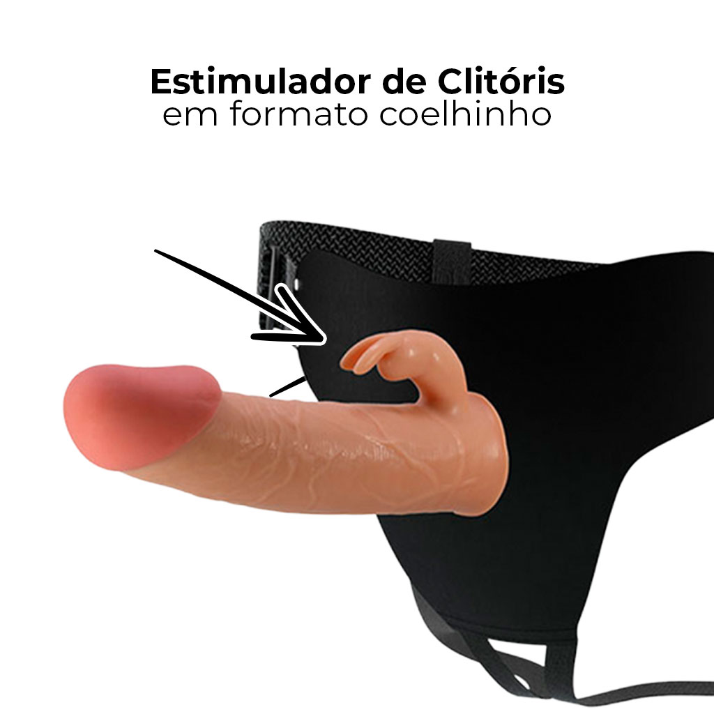Capa Peniana OCA com Estimulador de Clitóris em Silicone com Cinta 17,5cm x 4cm - Imagem 6