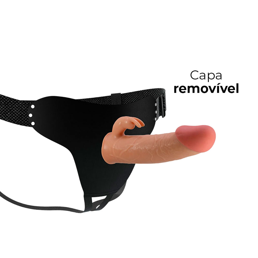 Capa Peniana OCA com Estimulador de Clitóris em Silicone com Cinta 17,5cm x 4cm - Imagem 8