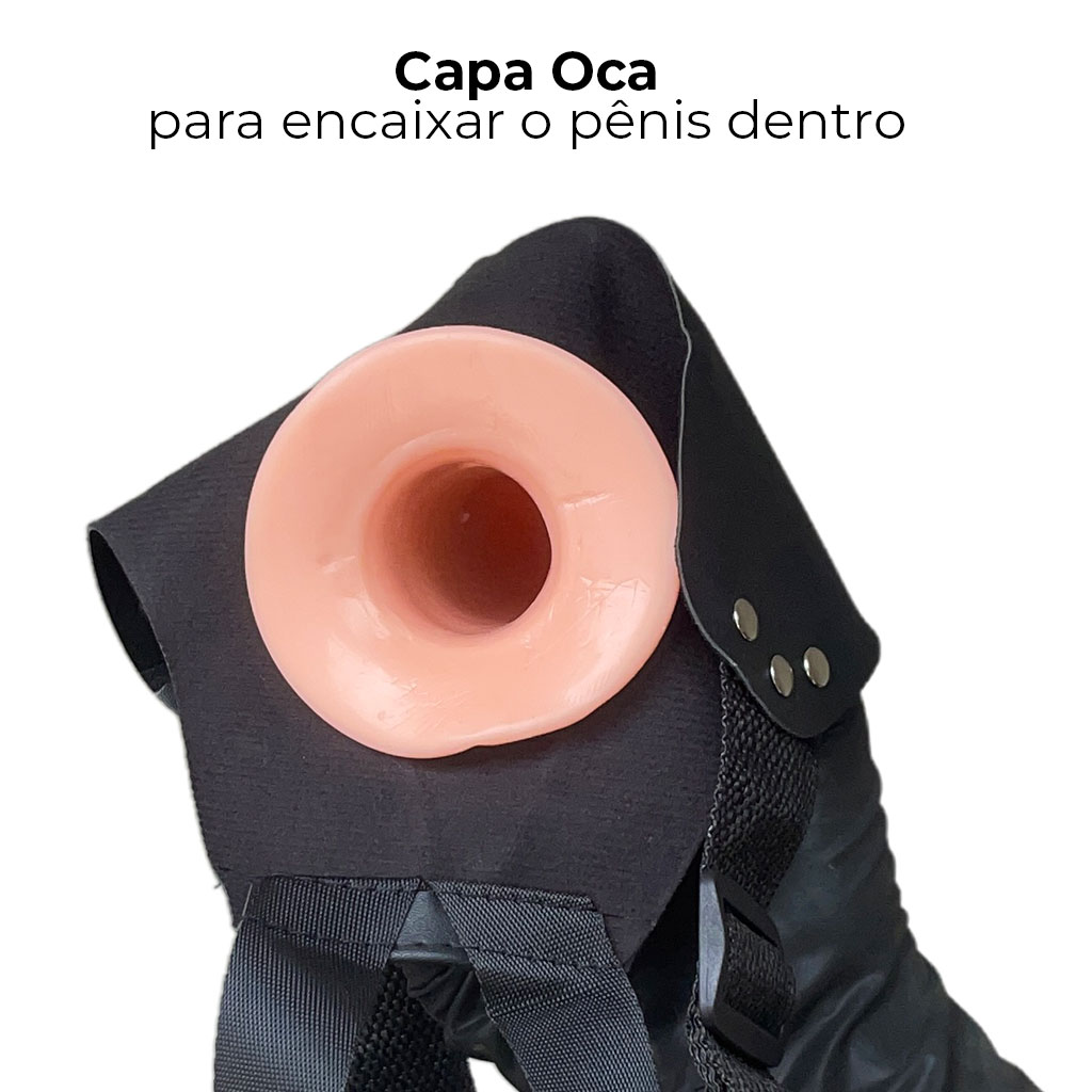 Capa Peniana OCA com Estimulador de Clitóris em Silicone com Cinta 17,5cm x 4cm - Imagem 4