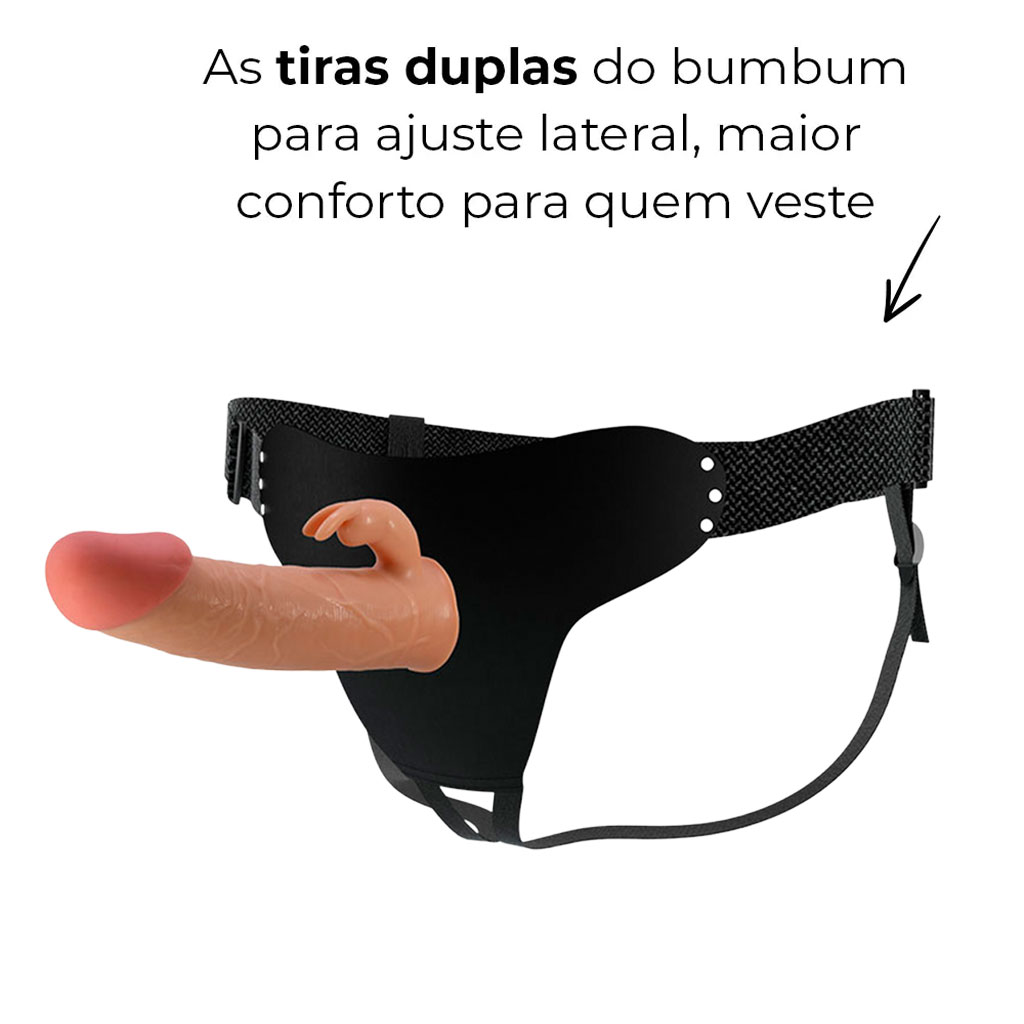 Capa Peniana OCA com Estimulador de Clitóris em Silicone com Cinta 17,5cm x 4cm - Imagem 7