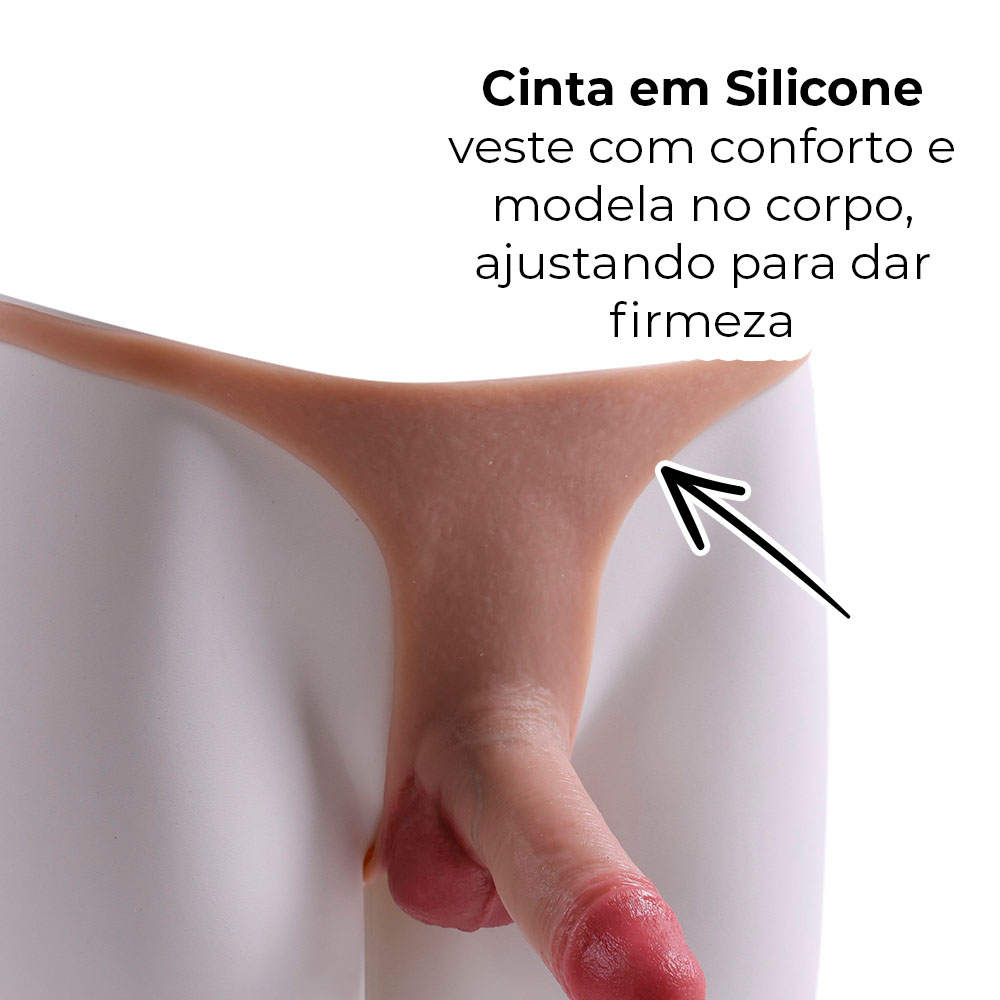 Cinta Peniana Segunda Pele em Silicone com Prótese Realista 11cm x 4cm - Imagem 4