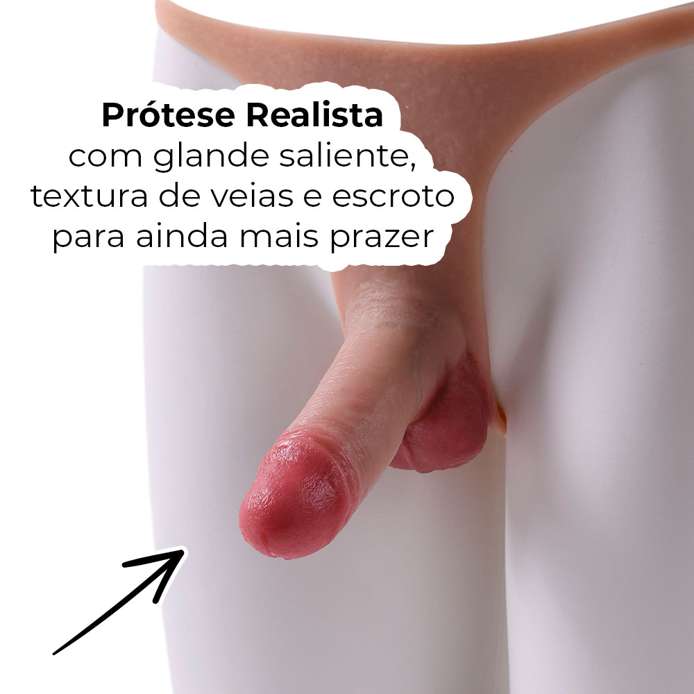Cinta Peniana Segunda Pele em Silicone com Prótese Realista 11cm x 4cm - Imagem 5