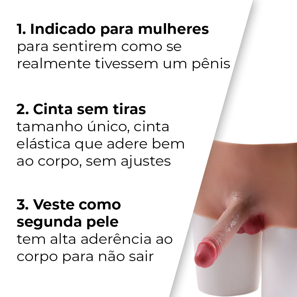 Cinta Peniana Segunda Pele em Silicone com Prótese Realista 17cm x 4,5cm - Imagem 7