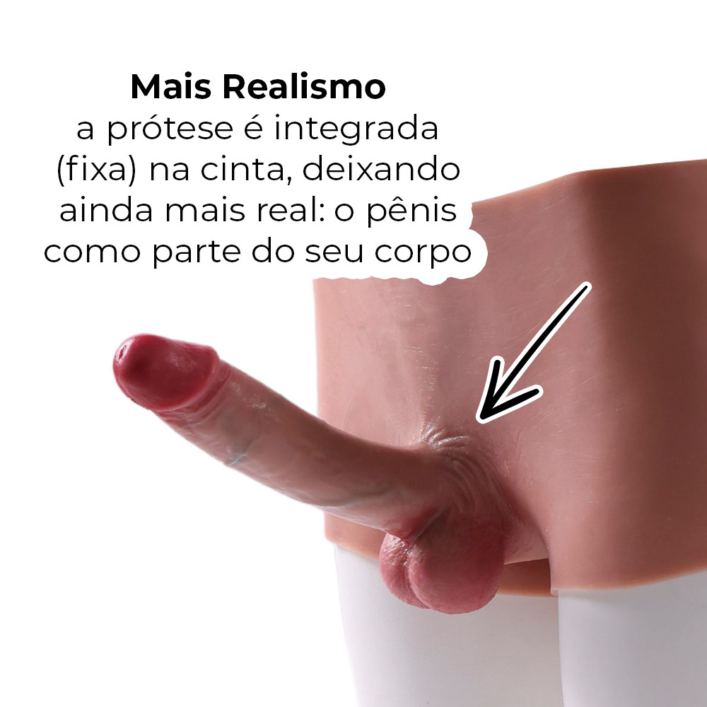 Cinta Peniana Segunda Pele em Silicone com Prótese Realista 17cm x 3,7cm - Imagem 4