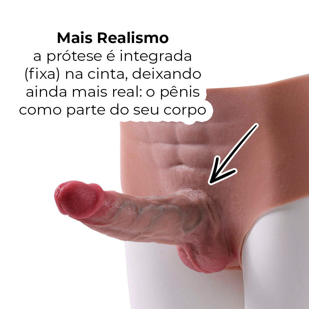Cinta Peniana Segunda Pele em Silicone com Prótese Realista 16cm x 4,8cm - Imagem 5