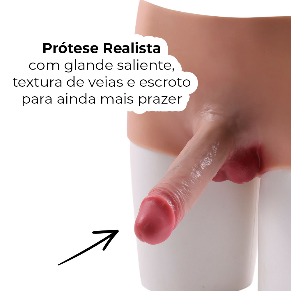 Cinta Peniana Segunda Pele em Silicone com Prótese Realista 17cm x 4,5cm - Imagem 4