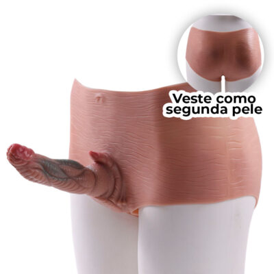 Cinta Peniana Segunda Pele em Silicone com Prótese Realista 17cm x 4cm