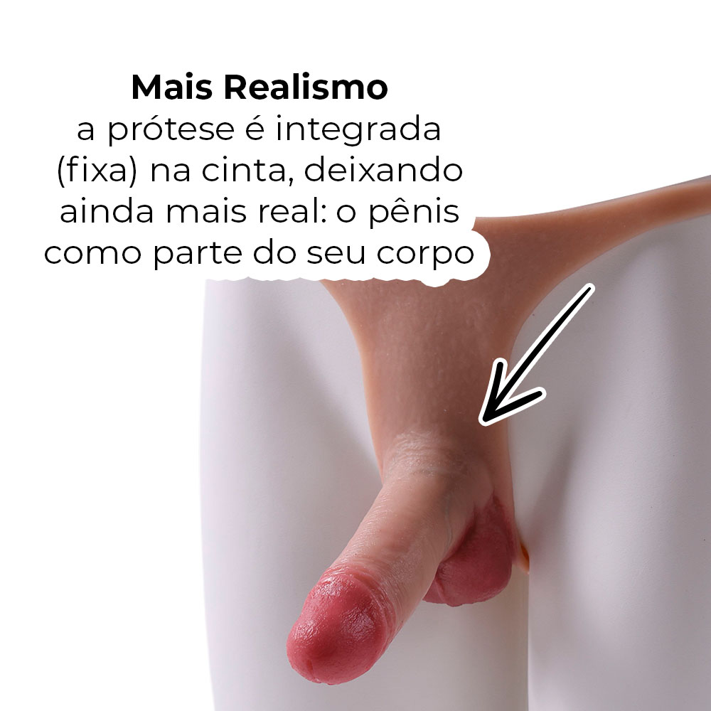 Cinta Peniana Segunda Pele em Silicone com Prótese Realista 11cm x 4cm - Imagem 6
