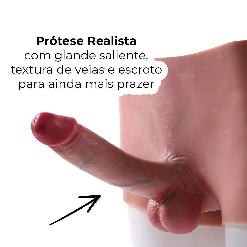 Cinta Peniana Segunda Pele em Silicone com Prótese Realista 17cm x 3,7cm - Imagem 6