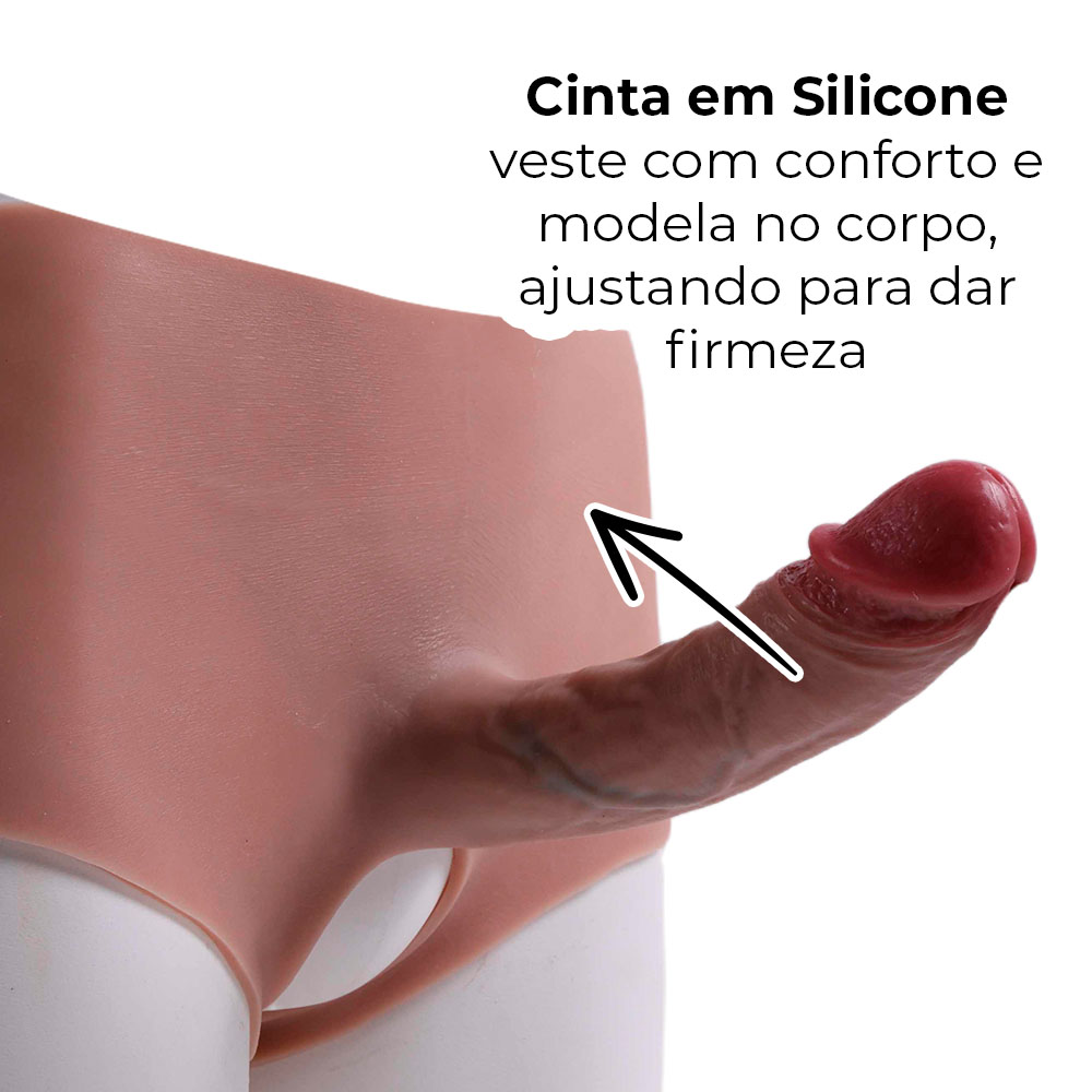 Cinta Peniana Segunda Pele em Silicone com Prótese Realista 18cm x 3,5cm - Imagem 6