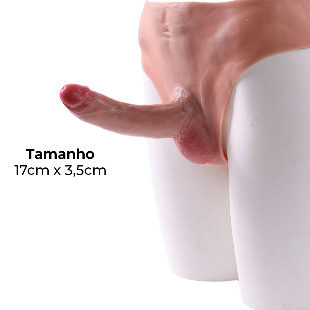 Cinta Peniana Segunda Pele em Silicone com Prótese Realista 17cm x 3,5cm - Imagem 3