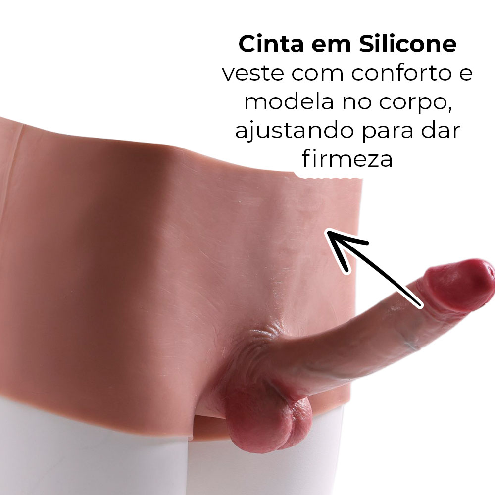 Cinta Peniana Segunda Pele em Silicone com Prótese Realista 17cm x 3,7cm - Imagem 5