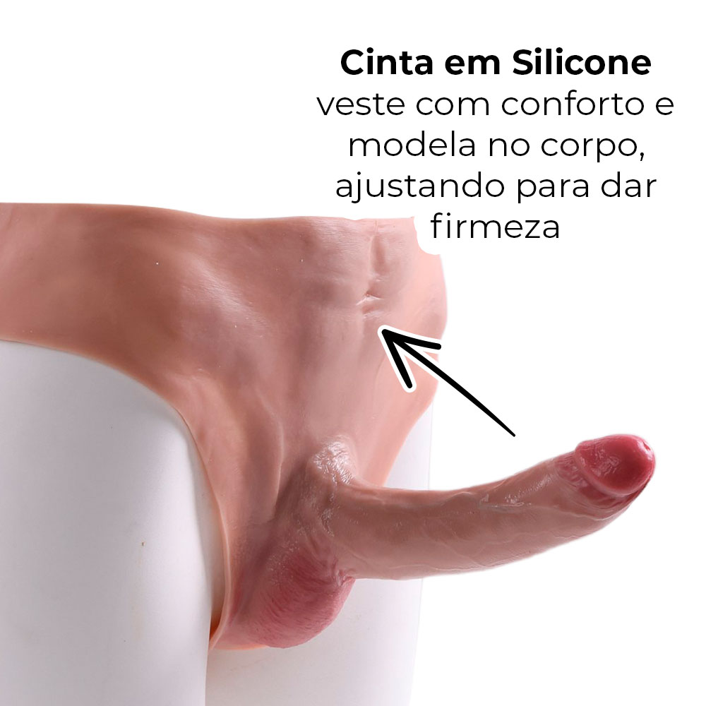 Cinta Peniana Segunda Pele em Silicone com Prótese Realista 17cm x 3,5cm - Imagem 6