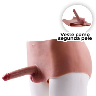 Cinta Peniana Segunda Pele em Silicone com Prótese Realista 15cm x 3,5cm