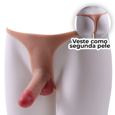 Cinta Peniana Segunda Pele em Silicone com Prótese Realista 11cm x 4cm