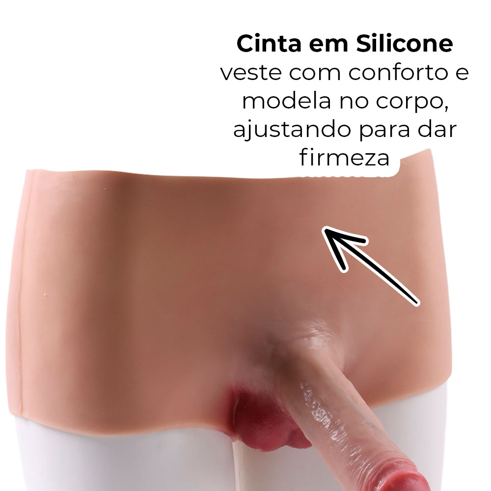 Cinta Peniana Segunda Pele em Silicone com Prótese Realista 17cm x 4,5cm - Imagem 6