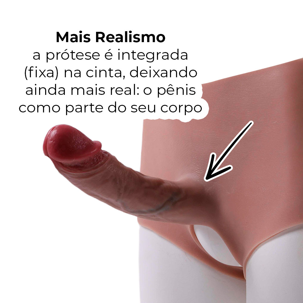 Cinta Peniana Segunda Pele em Silicone com Prótese Realista 18cm x 3,5cm - Imagem 4