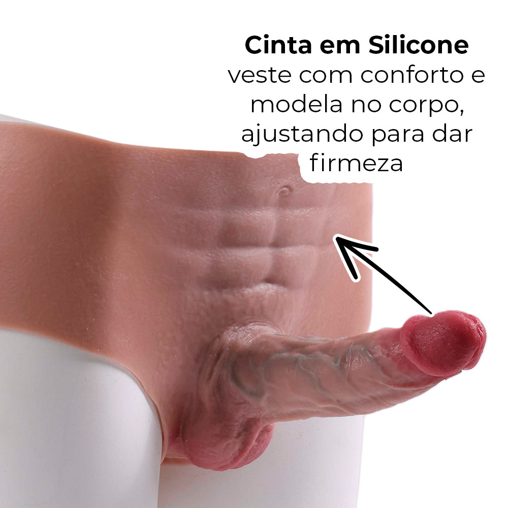 Cinta Peniana Segunda Pele em Silicone com Prótese Realista 16cm x 4,8cm - Imagem 4