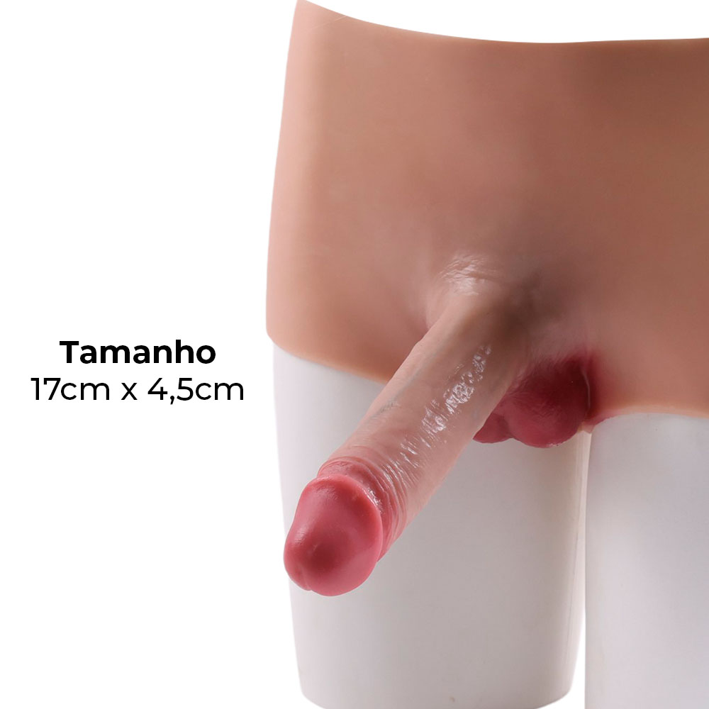 Cinta Peniana Segunda Pele em Silicone com Prótese Realista 17cm x 4,5cm - Imagem 3