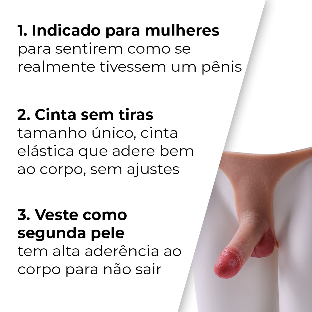 Cinta Peniana Segunda Pele em Silicone com Prótese Realista 11cm x 4cm - Imagem 7
