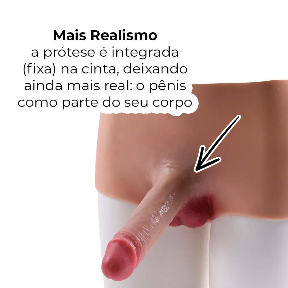 Cinta Peniana Segunda Pele em Silicone com Prótese Realista 17cm x 4,5cm - Imagem 5