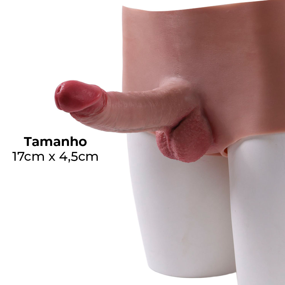 Cinta Peniana Segunda Pele em Silicone com Prótese Realista 17cm x 4,5cm - Imagem 3