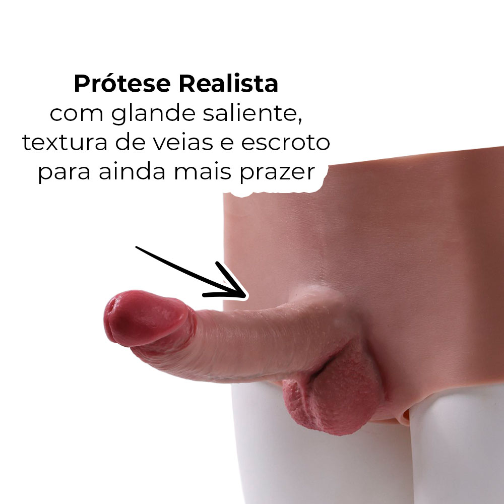 Cinta Peniana Segunda Pele em Silicone com Prótese Realista 17cm x 4,5cm - Imagem 5