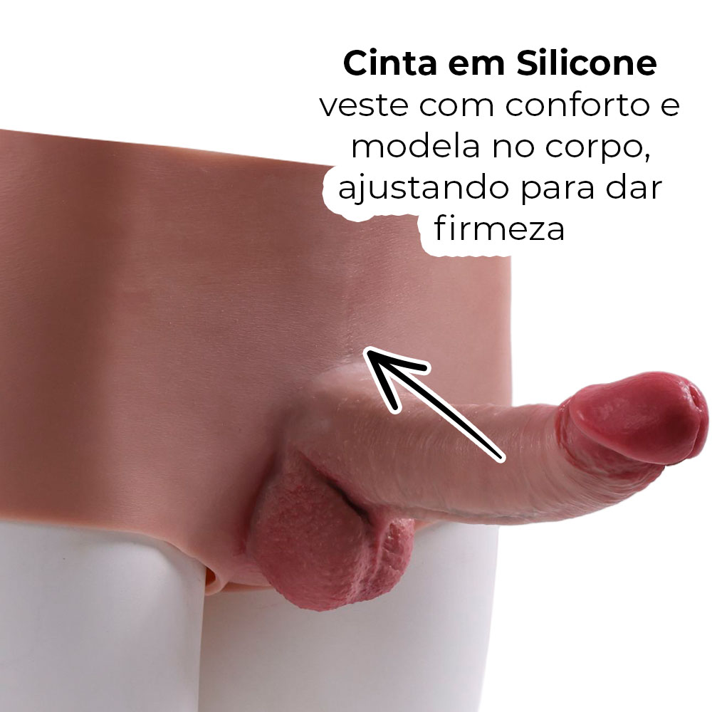 Cinta Peniana Segunda Pele em Silicone com Prótese Realista 17cm x 4,5cm - Imagem 4
