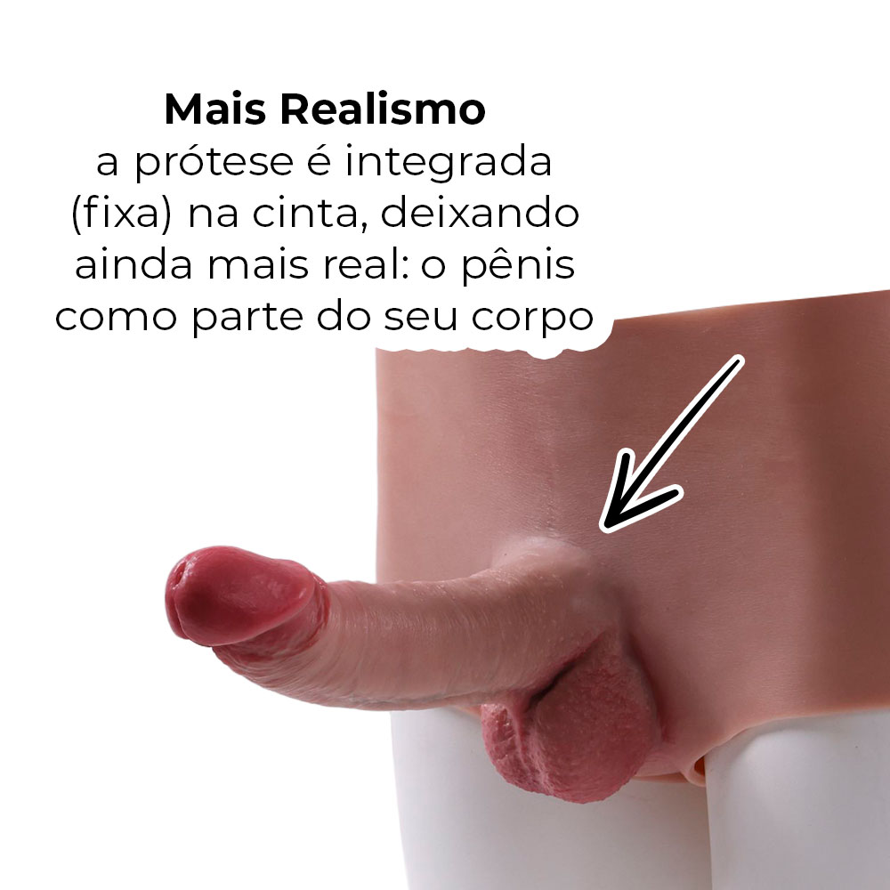 Cinta Peniana Segunda Pele em Silicone com Prótese Realista 17cm x 4,5cm - Imagem 6