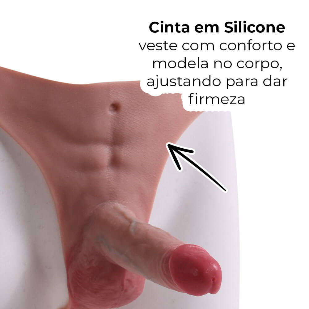 Cinta Peniana Segunda Pele em Silicone com Prótese Realista 14cm x 3,7cm - Imagem 4